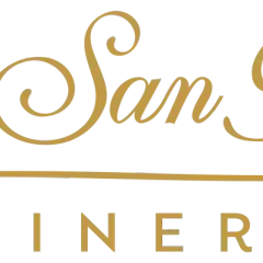 Logo dorato su sfondo nero: "Villa San Pietro Winery".