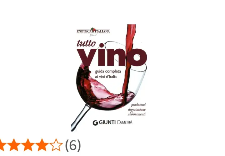 Copertina del libro "Tutto Vino", guida completa ai vini d'Italia, con vino rosso versato in un calice.