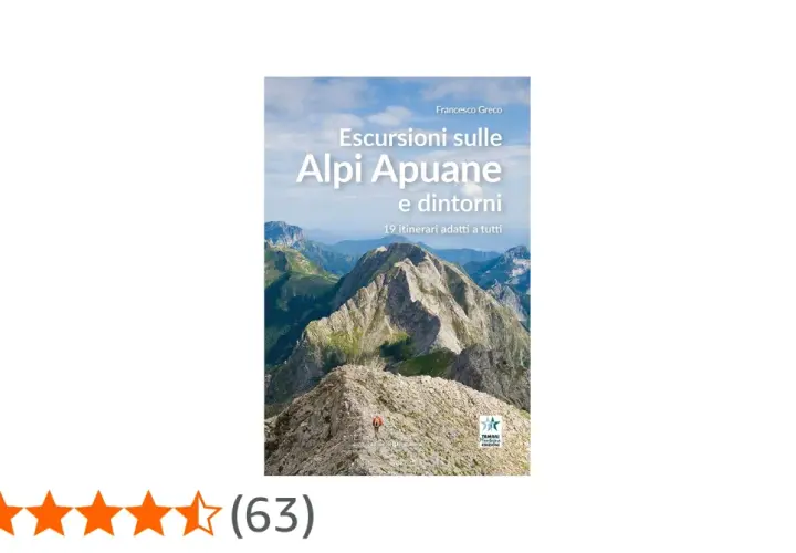 Copertina libro "Escursioni sulle Alpi Apuane e dintorni", con un escursionista su un crinale roccioso. Perfetto per il tuo trekking!