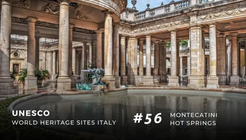 Le Terme di Montecatini, un gioiello UNESCO, con le sue maestose colonne e la fontana, invitano al relax.