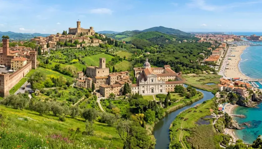 Panoramica di borghi medievali, un fiume e la costa con spiagge e porti. Un luogo ideale per scoprire le cose da fare a Pisa e dintorni.